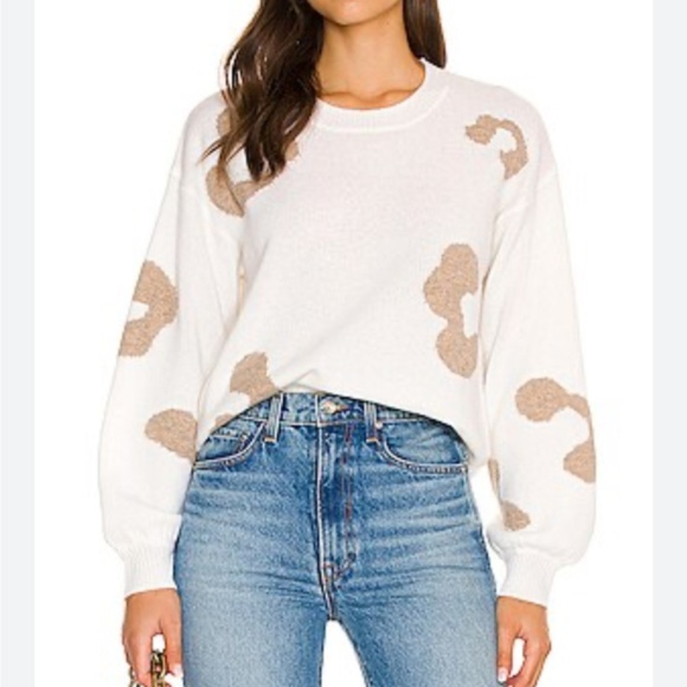27Miles Women's Cream and Brown Sweater, XS